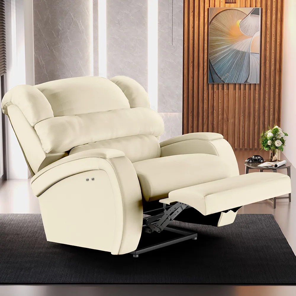 Poltrona do Papai Reclinável Napoli Power Touch Massagem PU F FH1 - D'Rossi - Bege