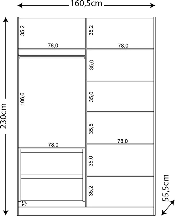 Guarda-roupa Velasques (L: 160cm) C/ 4 Portas 100% MDF Branco