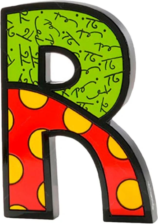 Letra Decorativa Letter R - Romero Britto - em Resina - 15x11 cm
