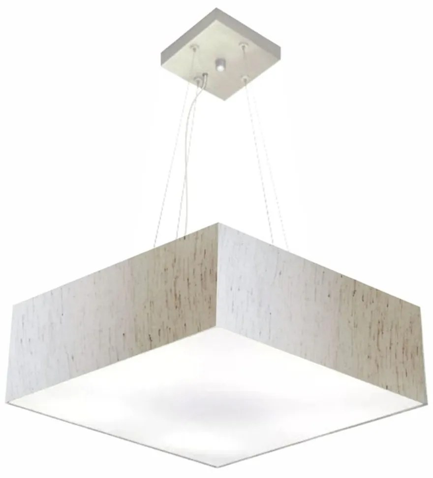 Lustre Pendente Quadrado Vivare Md-4032 Cúpula em Tecido 15/50x50cm - Bivolt