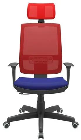 Cadeira Office Brizza Tela Vermelha Com Encosto Assento Aero Azul RelaxPlax Base Standard 126cm - 63630 Sun House