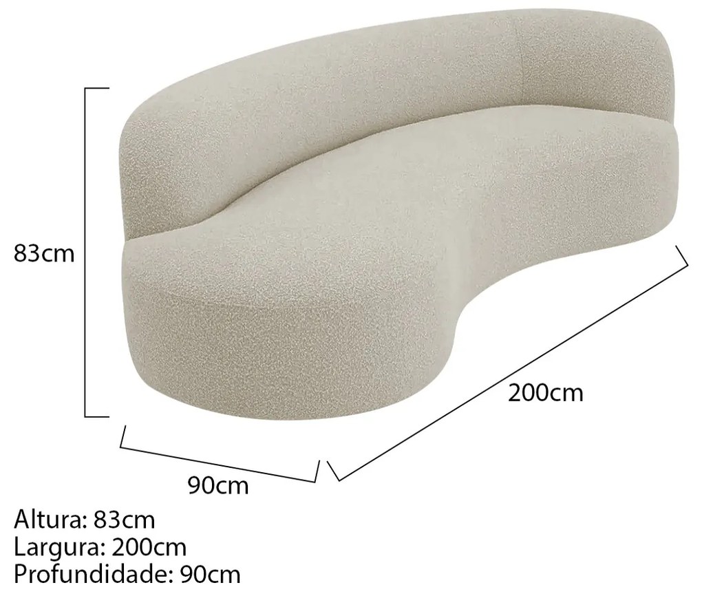 Divã Recamier Orgânico Tokyo 200cm Lado Esquerdo Linho - ADJ Decor