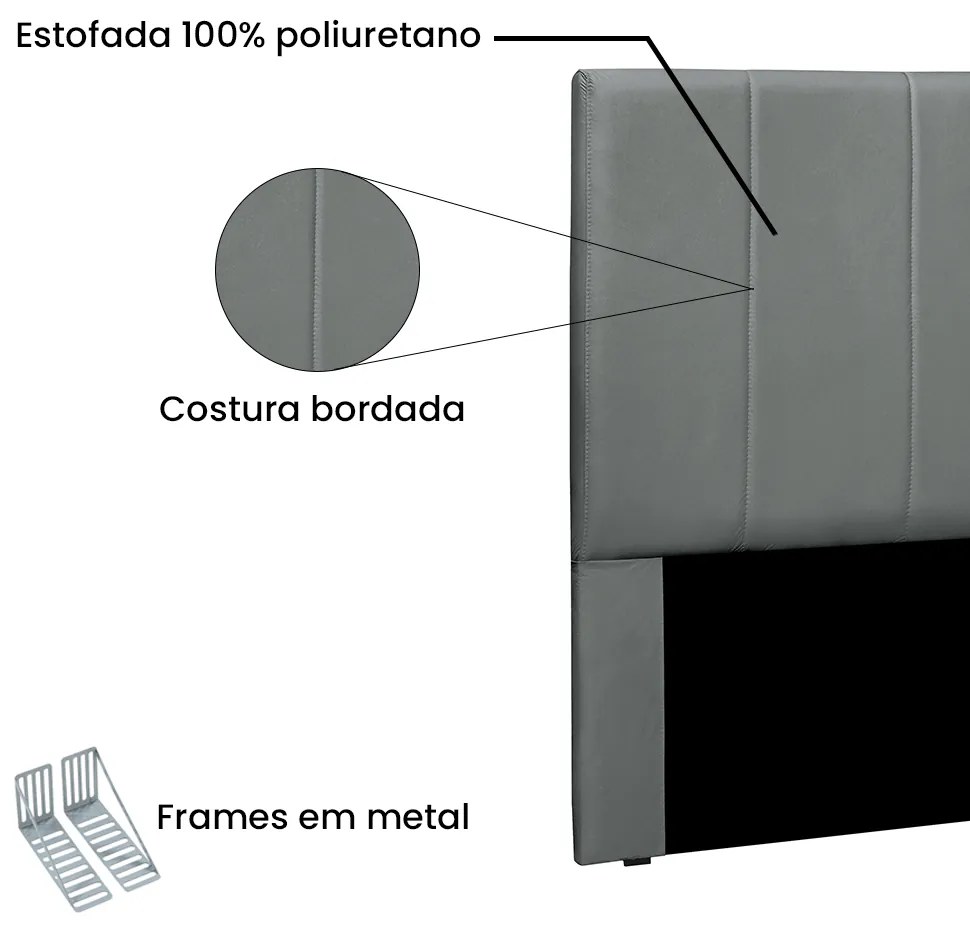 Cabeceira Cama Box King 195 cm Arizona Veludo S04 - D'Rossi - Cinza