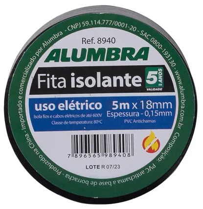 Fita Isolante Pvc Preto 5 Metros Antichama