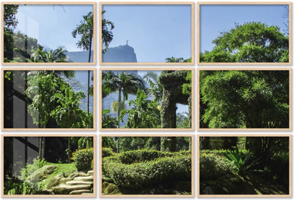 Quadro 120x180cm Painel Jardim Botânico Rio de Janeiro Moldura Natural sem Vidro