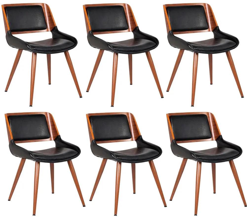 Kit 06 Cadeiras Decorativa Escritório Recepção New Design Pés Madeira Preta - Gran Belo