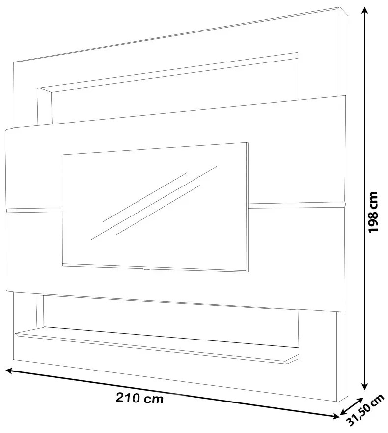 Painel Suspenso Forlán 2,10 cm para TV de até 75'' Off White/Carvaho G37 - Gran Belo
