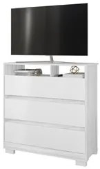 Cômoda para Quarto 3 Gavetas 90cm Califórnia Carvalho Branco/Branco -