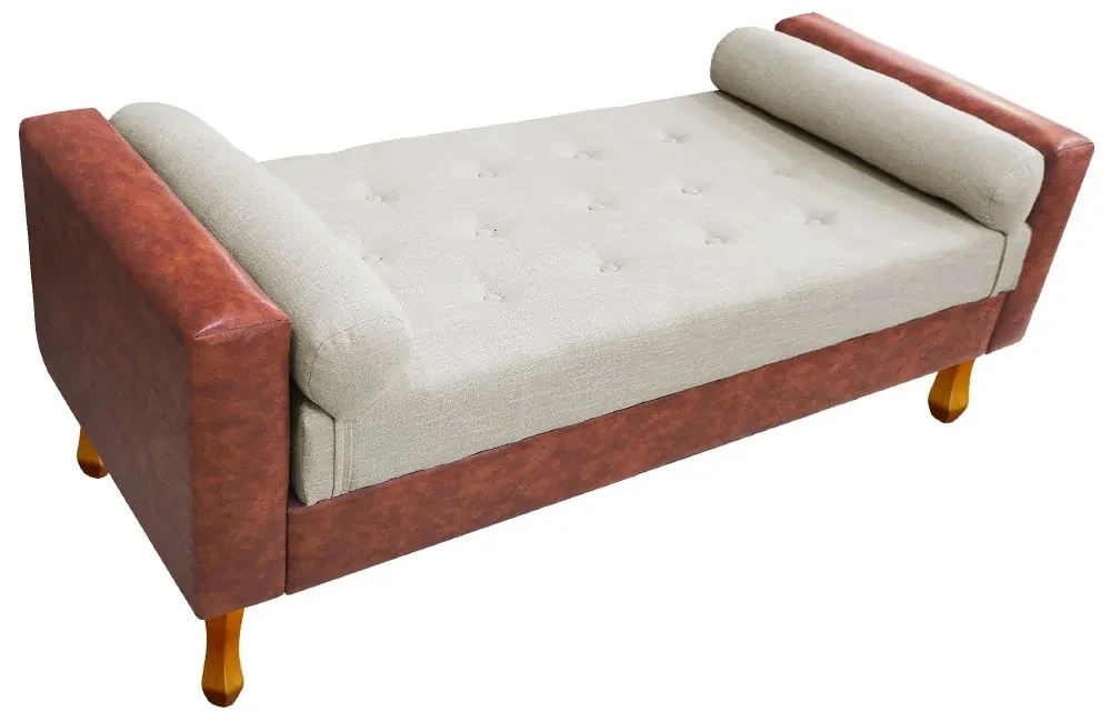 Recamier Félix King Size 195cm Corano Nozes e Linho Bege - ADJ Decor