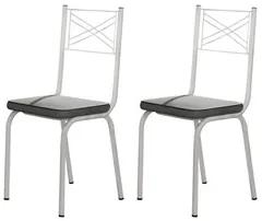 Kit 2 Cadeiras 119 Europa Branco/Platina - Artefamol
