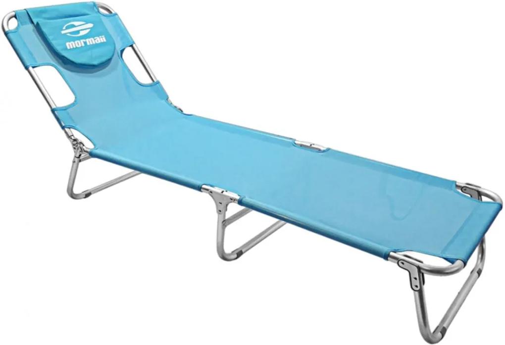 Cadeira Espreguiçadeira Mormaii Aluminio Textilene Azul Belfix