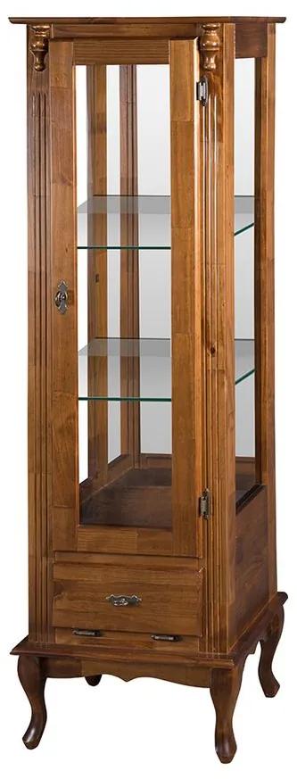 Vitrine 1 Porta com espelho e Prateleira de vidro Pés Luis XV- Wood Prime MY 11482