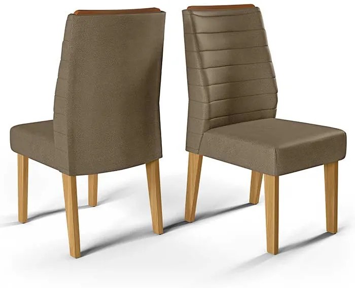 Conjunto 2 Cadeiras Curvata Carvalho Nobre Tecido Pecan