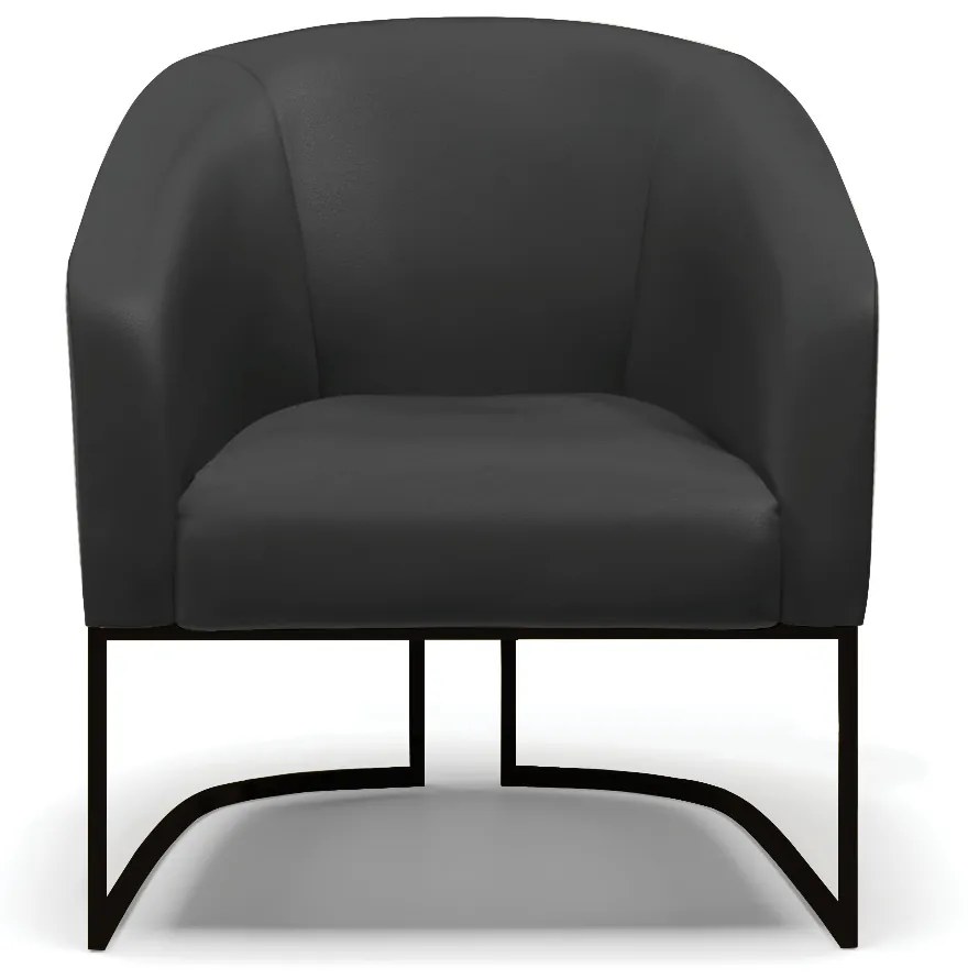 Poltrona Decorativa Industrial Preto Stella Sintético D03 - D'Rossi - Preto
