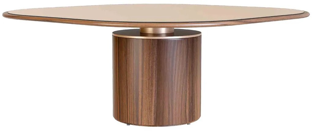 Mesa de Jantar Evannon Quadrada Acabamento Laminado Base com Detalhe Madeira