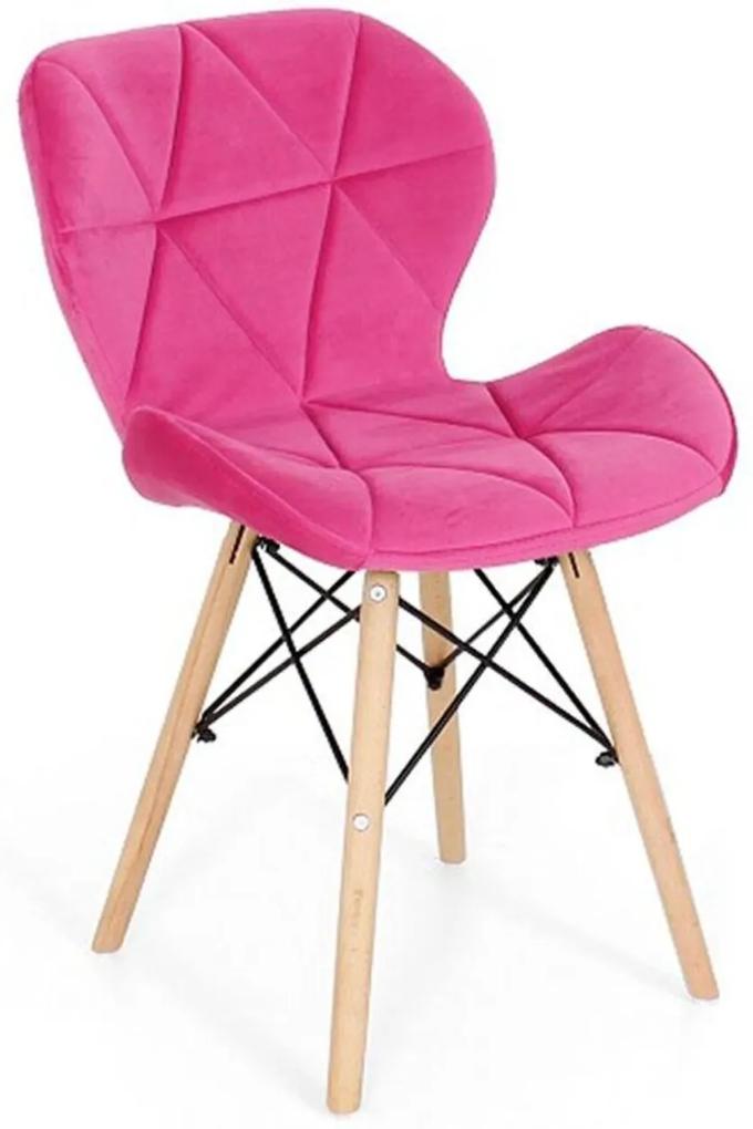 Cadeira Charles Eames Eiffel Slim Veludo Estofada - Rosa