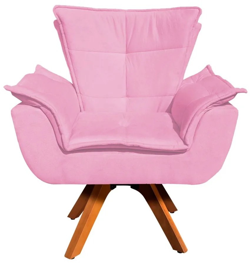 Poltrona Sala de Estar Giratória MM30 Kit 2 Opala Suede Rosa Bebê D03 - D'Rossi