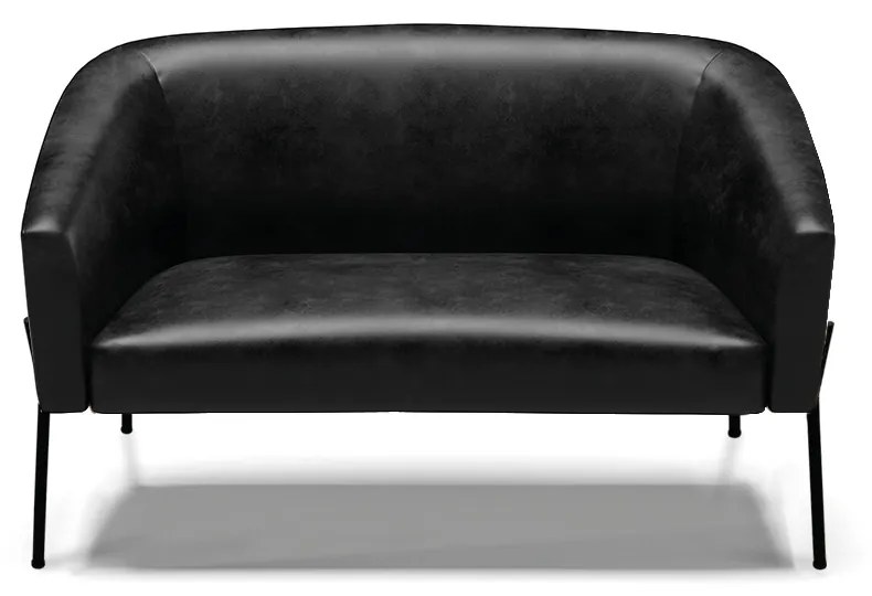 Sofá 2 Lugares Namoradeira Pé de Ferro Preto Stella Sintético PU D03 - D'Rossi - Preto