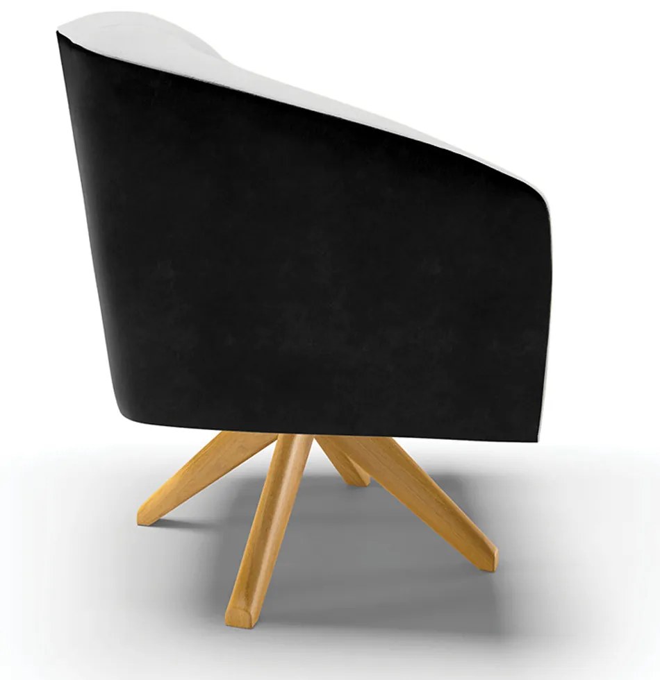 Poltrona Decorativa Giratória MA30 Stella Preto/Linho Cinza D03 - D'Rossi