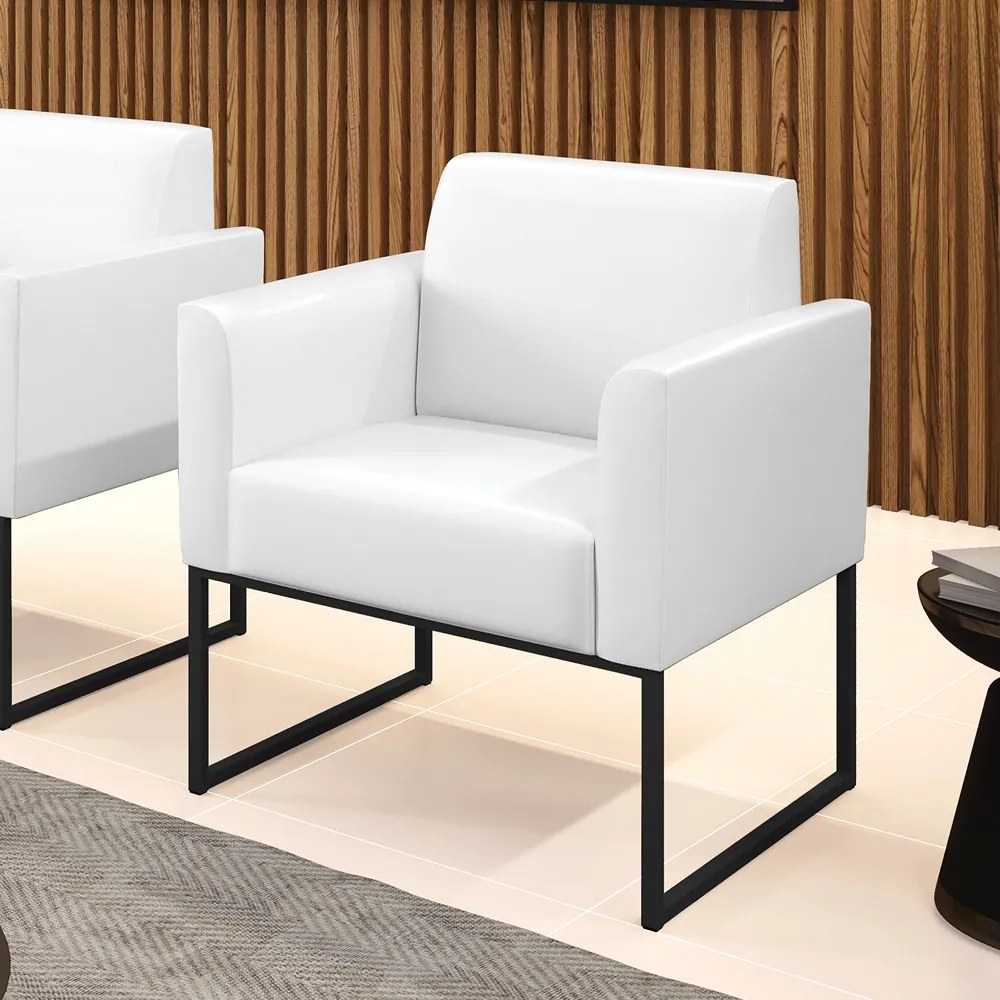 Poltrona Base Industrial Preto Marisa Corano D03 - DRossi - Branco