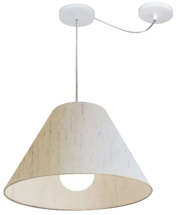 Lustre Pendente Cone Com Desvio de Centro Vivare Md-4272 Cúpula em Tecido 15x40cm - Bivolt