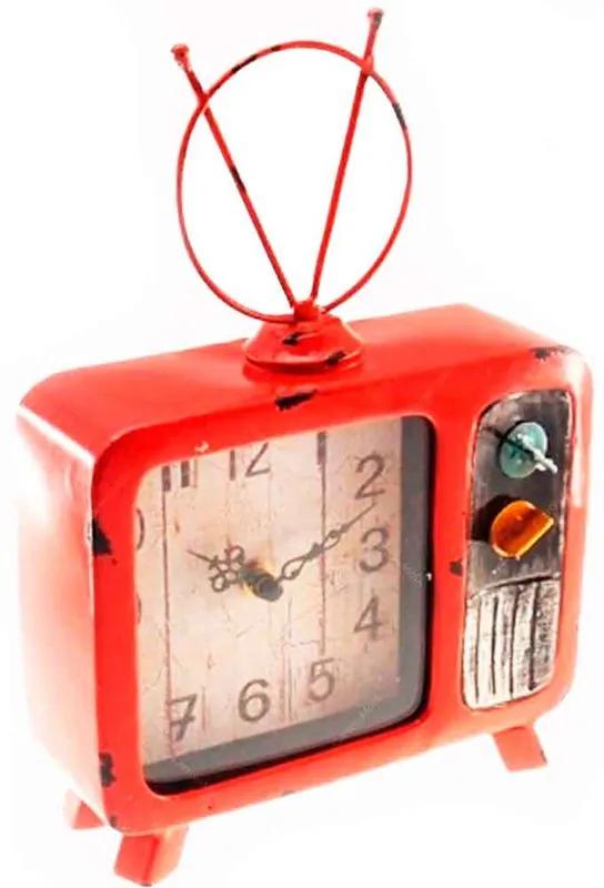 Relógio de Mesa TV Antiga Retrô Vermelho