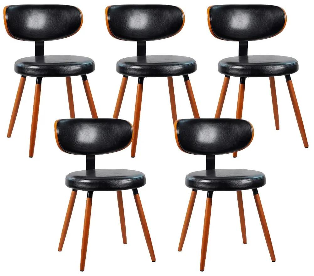 Kit 05 Cadeiras Decorativa para Escritório Recepção Scarlet Fixa PU Preto G56 - Gran Belo