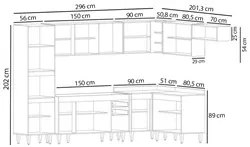 Armário de Cozinha Modulada de Canto 8 Peças CP07 Balcão Branco - Lumi