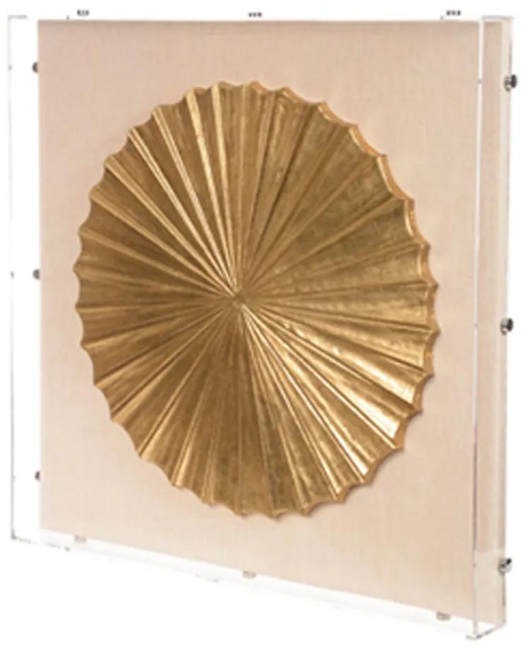 Quadro Decorativo Franzido Dourado 50x50x5 cm - D'Rossi
