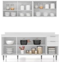 Armário de Cozinha Com Tampo CP01 180cm Pérola Branco Z34 - Mpozen