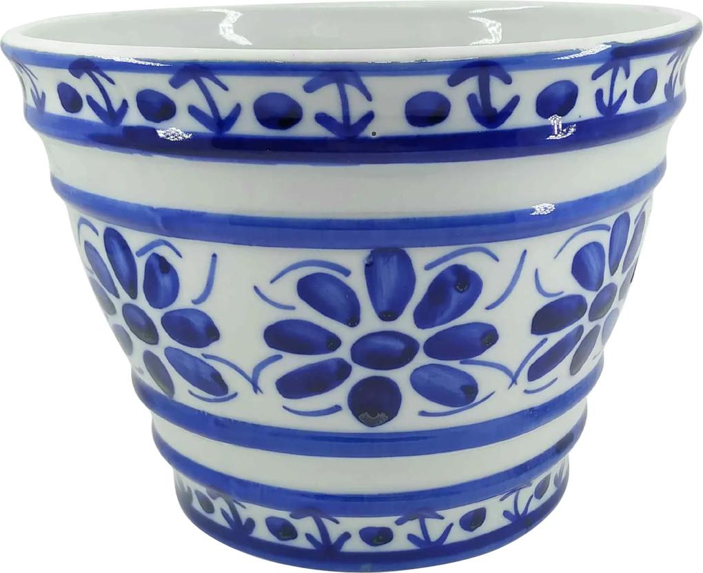 Vaso Cachepot em Porcelana Azul Colonial 15 cm