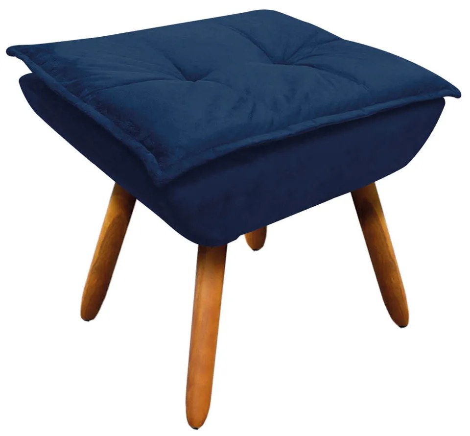 Puff Banqueta Decorativo Pé Palito Opala Suede Azul Marinho D03 - D'Rossi