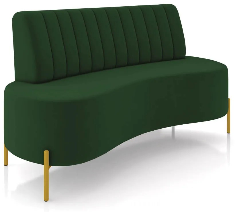 Sofá 2 Lugares Living 135cm Pé Ferro Dourado Maraú Veludo Verde K01 - D'Rossi