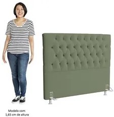 Cabeceira Casal Cama Box 140cm Cristal C16 Bouclê Verde Oliva - Mpozen