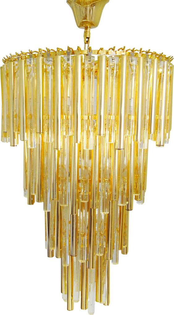 Lustre em Metal Dourado com Vidro - 1,90x60cm