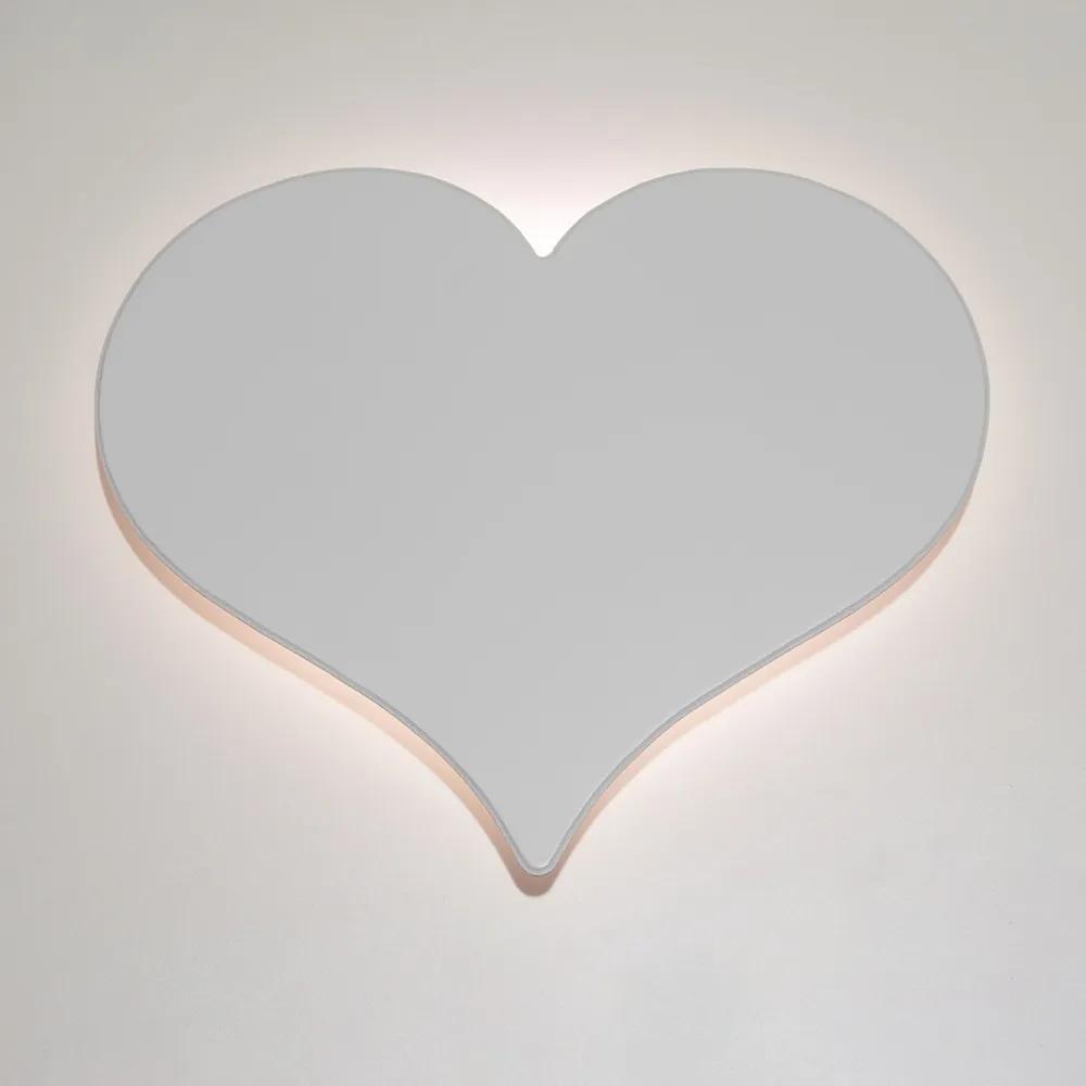 Luminária Decorativa de Parede Coração MDF Branco com LED de Luz Quente e Dupla Face