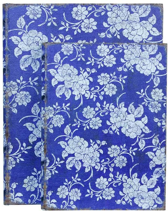 Conjunto 2 Book Box Floral Azul Oldway - 30x24 cm