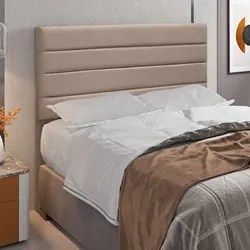 Cabeceira Cama Box Casal King 193cm Rubi W01 Suede Bege - Mpozenato