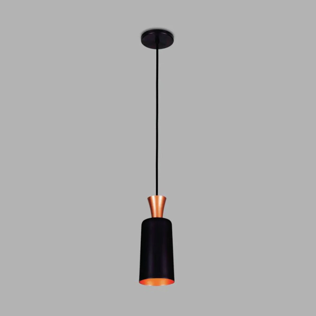 Pendente Lótus Ø12X22Cm 1Xe27 S/ Difusor C/ Cone De 09Cm | Usina 16313... (MT-M - Mate Metálico / BR-F Branco Fosco)