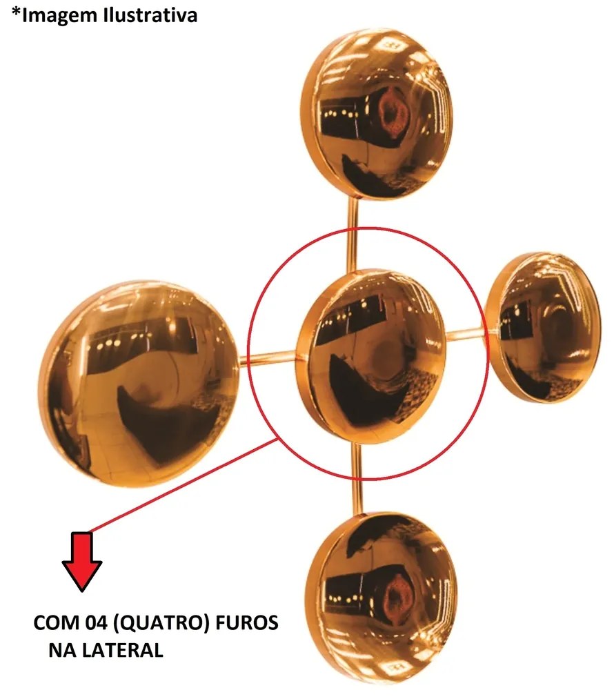 Arandela Galáxia 1Xpci Led 5W 110V Ø12X5Cm (C/ Quatro Furos Na Lateral... (ORN-M - Ouro Novo Metálico)
