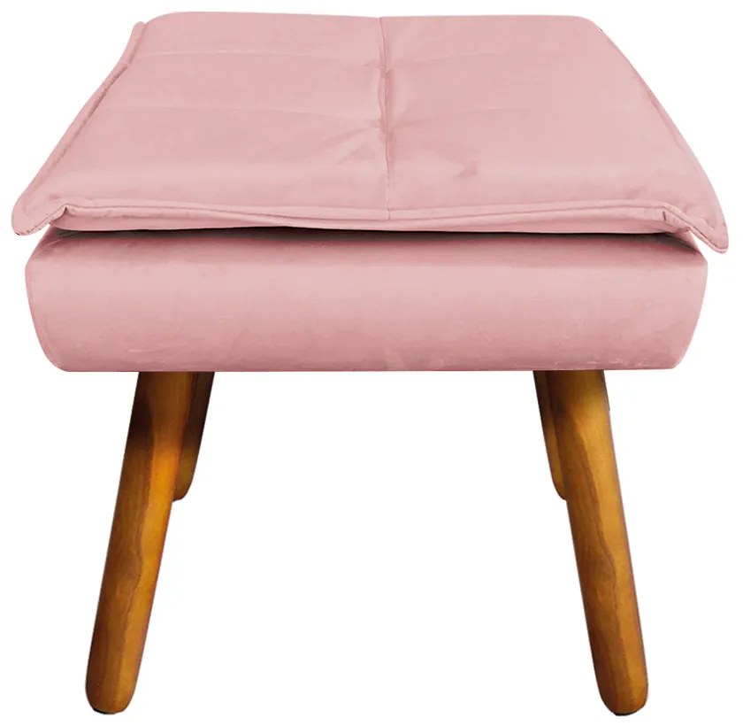 Puff Banqueta Decorativo Pé Palito Kit 2 Opala Veludo Rosê D03 - D'Rossi