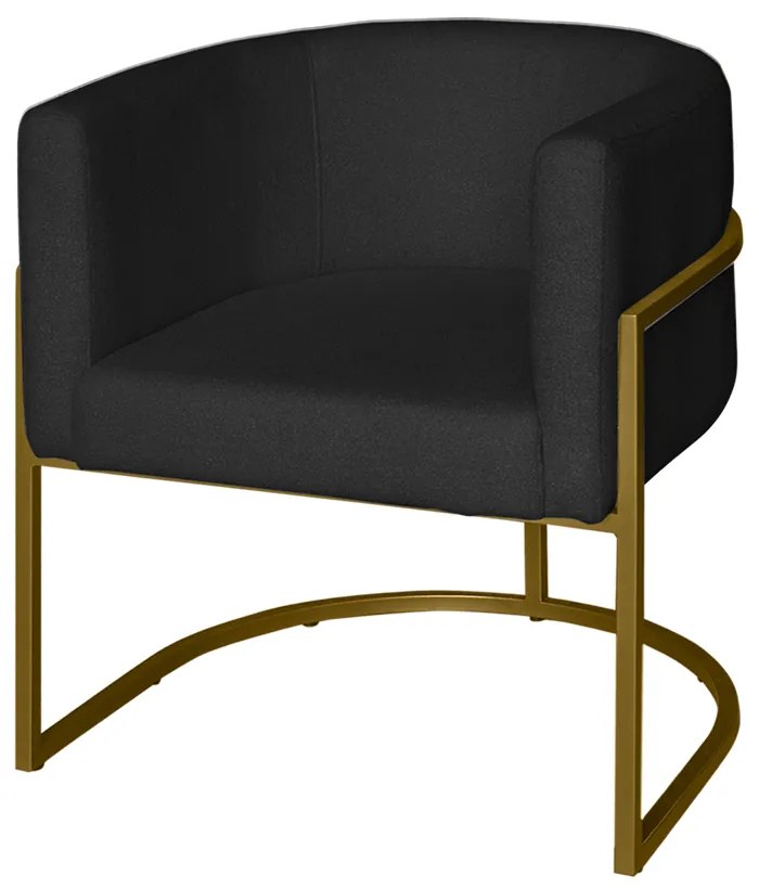 Poltrona Base Industrial Dourado Sala de Estar Lety Veludo S05 - D'Rossi - Preto