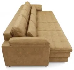 Sofá Retrátil 4 Lugares Para Sala 379cm Dijon Couro Bege S07 - Mpozena
