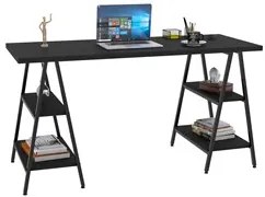 Mesa Escrivaninha Cavalete 150cm Estilo Industrial Prisma C08 Preto Ôn