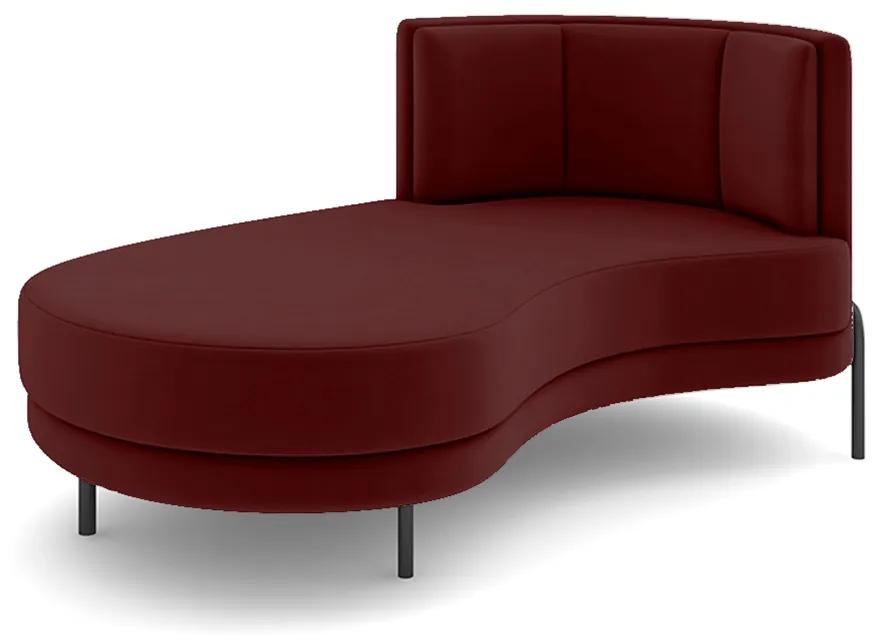 Sofá Chaise Lado Esquerdo Downey Sala de Estar Veludo Vermelho G15 - Gran Belo