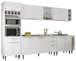 Armário de Cozinha CP07 Com Pia 150cm Pérola Z34 Branco     - Mpozenat