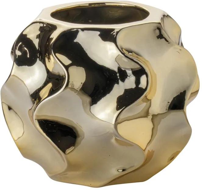 Vaso Decorativo Grande Waves Dourado Metalizado - Wood Prime NR 33383