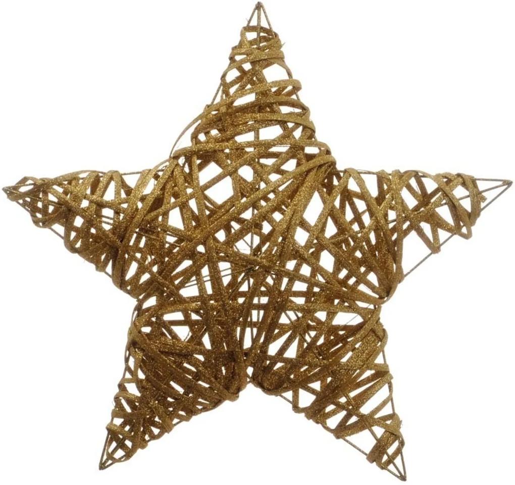 Estrela Rattan Decoração Natal 40Cm Dourado