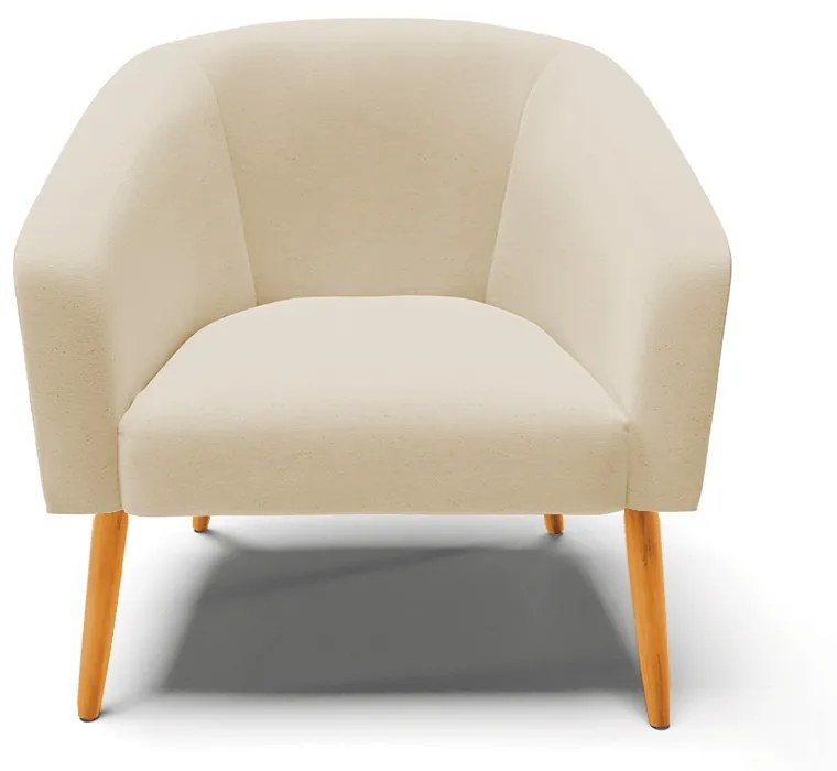 Poltrona Decorativa Pé Palito Castanho kit 2 Stella Linho D03 - D'Rossi - A27 Areia