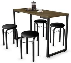 Conjunto Mesa de Cozinha Prattica Industrial 120cm com 4 Banquetas F02